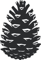 A detailed silhouette illustration of a pinecone showcasing its natural texture and shape.