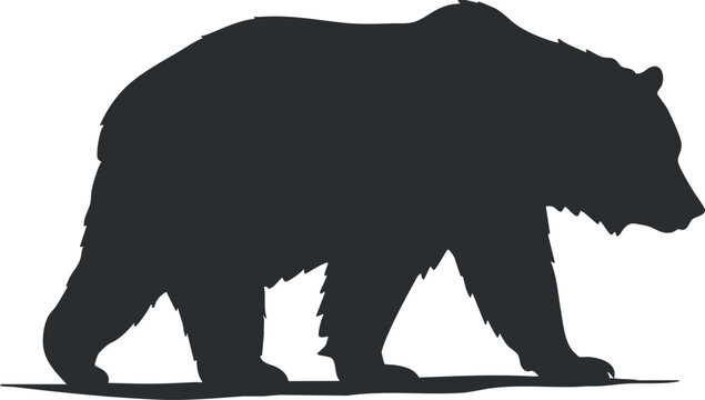A silhouette of a bear walking, representing wildlife and nature in its natural habitat. - Powered by Adobe