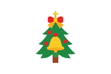 Traditional christmas tree decorated with gold ornaments and lights