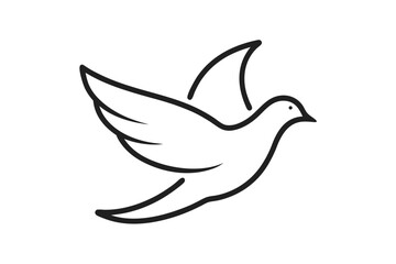 Minimalist single line art dove illustration on white background