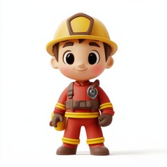 3D cartoon fireman, isolated on white background, vector illustration.