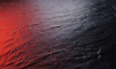 Abstract textured background with dramatic red and dark gray color gradient and rough surface