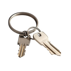Silver keys on a metal ring, isolated on a dark background