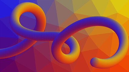 Glowing Curvy Lines on Abstract Polygonal Background