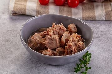 Canned tuna fillet for salad