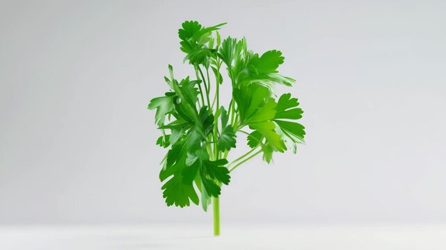 Fresh green parsley herb plant isolated on a clean white background image photo