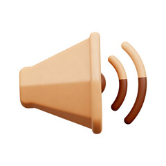 A 3D rendered sound volume icon on a transparent background representing audio output levels