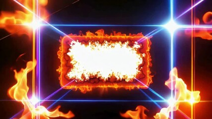 Dynamic fire frame animation with bright light for striking intro or logo reveal, creates a bold and energetic feel