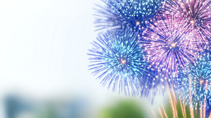 Obraz premium Vibrant fireworks illuminate the night sky, celebrating joyous occasions and creating a festive atmosphere.