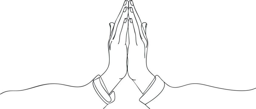 Two hands in a prayer gesture symbolizing spirituality and unity in faith and meditation.