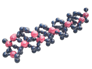 Abstract render of chained spheres, interconnected with organic shapes