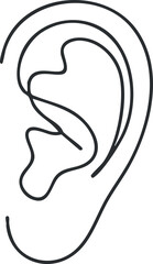Obraz premium A minimalist line art illustration of a human ear emphasizing its anatomical features.