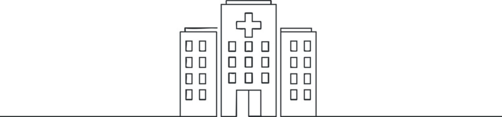 Obraz premium A simple outline illustration of a hospital building representing healthcare and medical services.