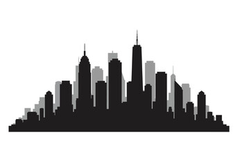 Obraz premium Black and Gray Cityscape Silhouette with Prominent Skyscrapers.