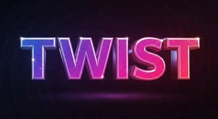 Twist word in sparkling 3d typography style with gradient
