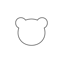 Simple teddy bear head outline icon vector flat design on white background.