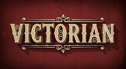 Victorian 3d ornate text design on red background