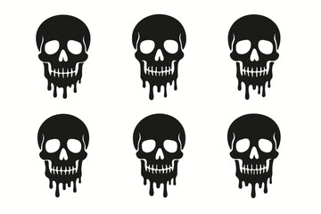 Fototapeta premium Repeating dripping skull pattern in black on white background