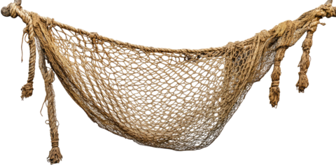 Rustic, aged net hammock