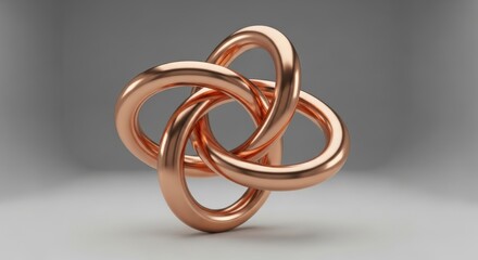 Fototapeta premium Intertwined Copper Rings Abstract Sculpture Elegant Metallic Knot Design Modern Artistic Form Contemporary Geometric Art Object
