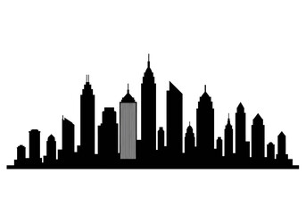Obraz premium Black Silhouette of a City Skyline with Various Building Heights.