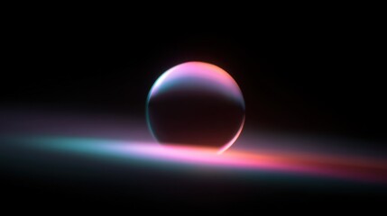 Digital illustration of a sphere in the center of a black background. the sphere is spherical and appears to be glowing with a gradient of colors, including pink, blue, and green.