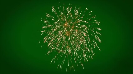 Glowing Fireworks Bloom on Green Screen - A bright display of fireworks explodes on a green screen, creating a festive and vibrant spectacle. - Powered by Adobe
