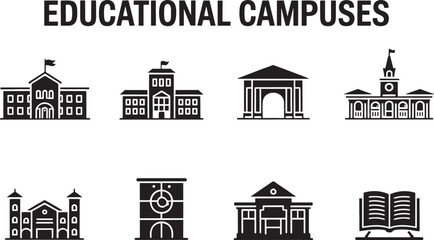 Vector icon set of various house, building, and urban architecture designs