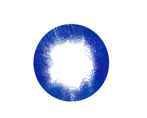 Marco circular azul con textura de spray y efecto grunge para diseño gráfico
