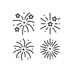 Obraz premium Sparkling Fireworks Celebrate with Festive Vector Icons
