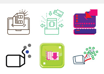 Fototapeta premium Model Training Icon – Dumbbell Made of Data Blocks Representing AI Learning Process