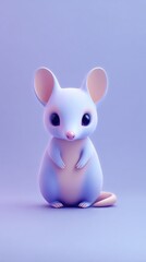 Adorable Mouse Illustration - Cute Cartoon Animal on Purple Background.