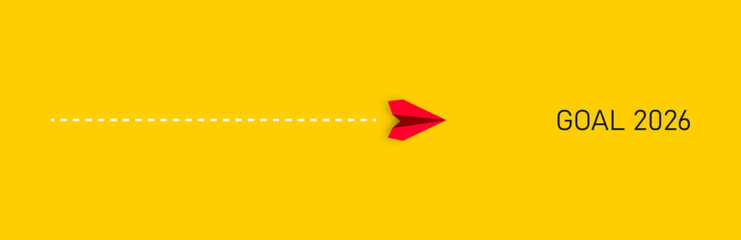 The red plane is heading to its 2026 target. business creativity new idea discovery innovation technology.
new year idea concept.