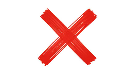 Obraz premium Hand drawn red cross mark on transparent background, representing cancellation, error, or rejection isolated on transparent background, created with thick marker strokes