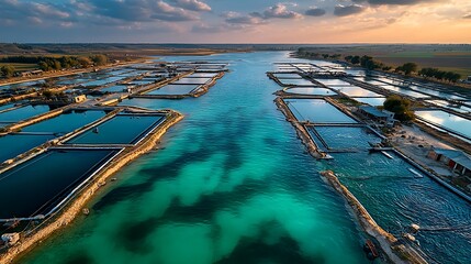 Rectangular fish farming tanks water treatment high resolution picture