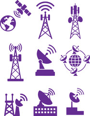 Communication and Connectivity Icons Vector Set for Digital Technologies Era