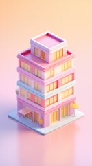 Fototapeta premium Colorful Building Illustration - Modern Architecture Design.
