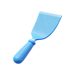 A Blue 3D Scraper Tool Isolated on a Transparent Background for Digital Art and Design Projects