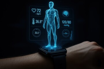 Smartwatch Projecting Human Body Hologram with Health Data