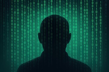 Human Silhouette Surrounded by Binary Code