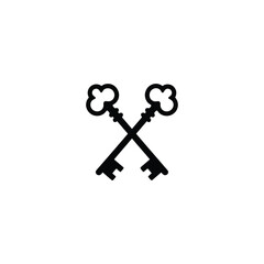 Crossed Antique Keys – Heraldic Crest Silhouette Vector