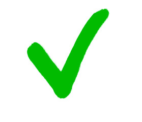 Hand-drawn green check mark isolated on transparent background. Painted brush stroke tick symbol for approval, confirmation, or success icon. PNG 