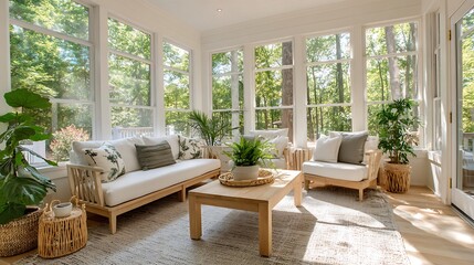 Fototapeta premium modern sunroom with beautiful architectural structure and amazing interior designs 