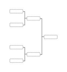 Tournament bracket with empty dotted boxes for team names