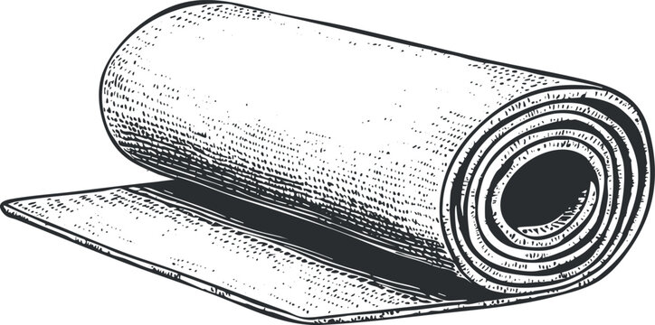 rolled yoga mat black and white clip art preview