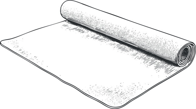 rolled yoga mat black and white clip art preview