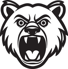Fierce black bear head snarling animal roaring
