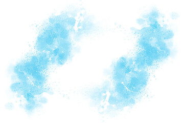 Abstract light blue watercolor frame isolated on transparent background