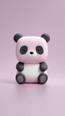 Naklejka premium Cute pink panda bear figurine on a pastel background.