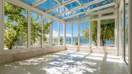 modern sunroom with beautiful architectural structure and amazing interior designs